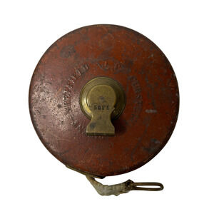 Vintage Chesterman Sheffield England Leather & Brass 50 Ft Tape Measure